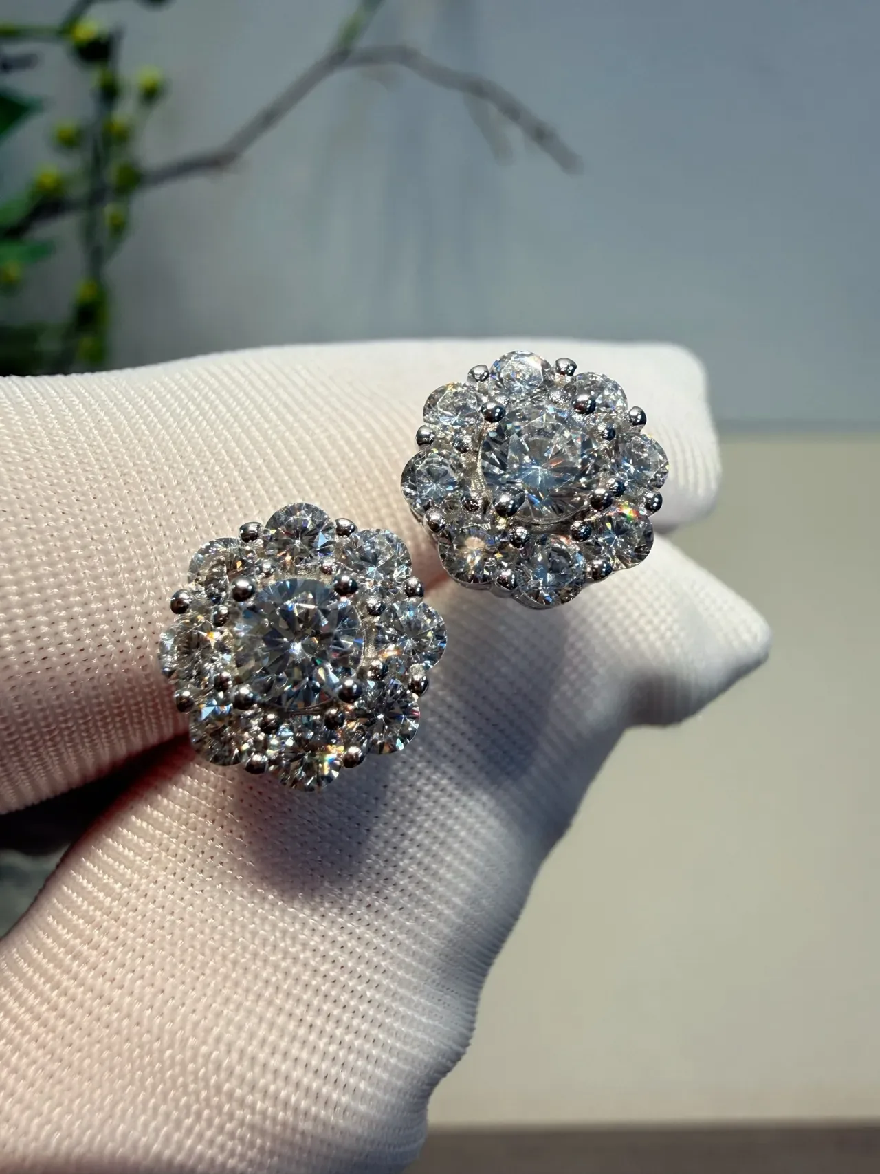 Floral Halo Multi-Stone Stud Earrings 6