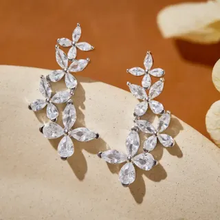 Floral Marquise-Cut Crystal Cluster Earrings