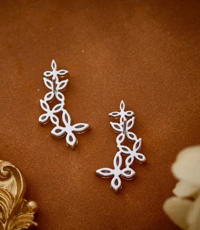 Floral Marquise-Cut Crystal Cluster Earrings 4