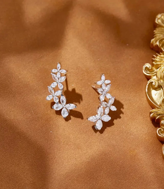 Floral Marquise-Cut Crystal Cluster Earrings 7