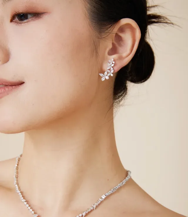 Floral Marquise-Cut Crystal Cluster Earrings 8