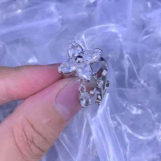 Floral Multi-Stone Dangling Charm Ring