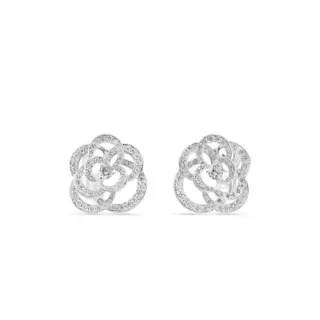 Floral Pavé-Set Openwork Stud Earrings