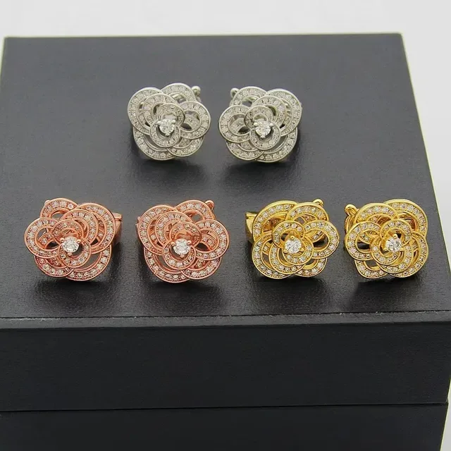 Floral Pavé-Set Openwork Stud Earrings 4