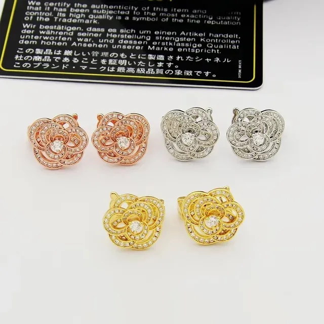 Floral Pavé-Set Openwork Stud Earrings 10