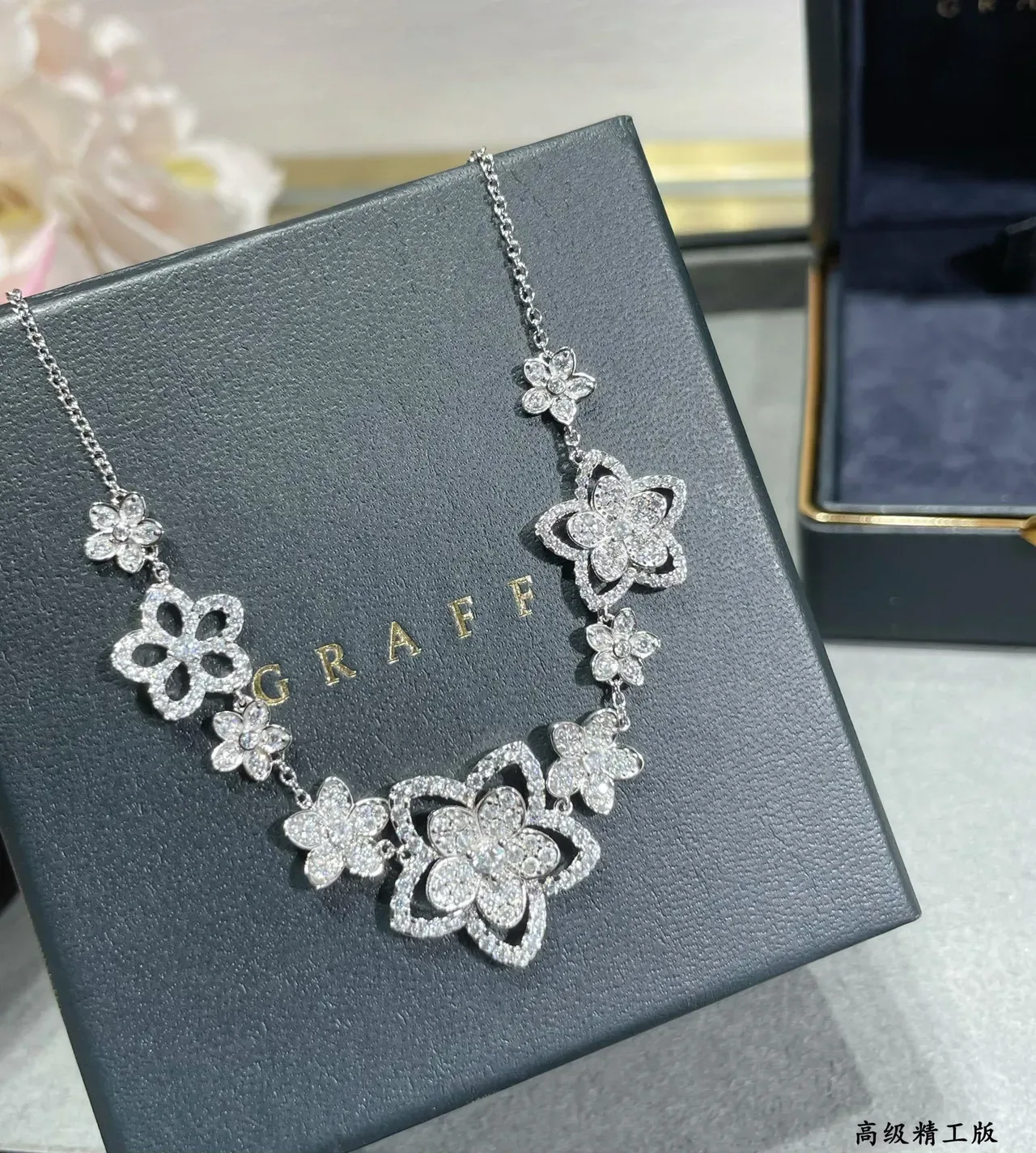 Floral Pave-Set Silver-Tone Collar Necklace 2