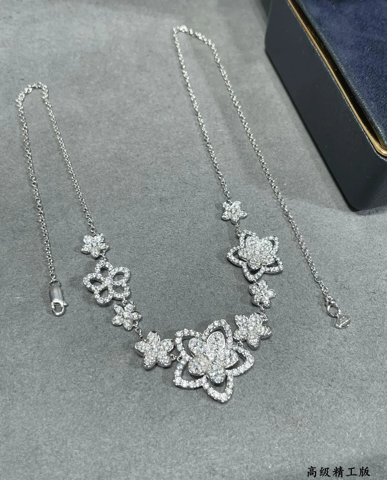 Floral Pave-Set Silver-Tone Collar Necklace 6