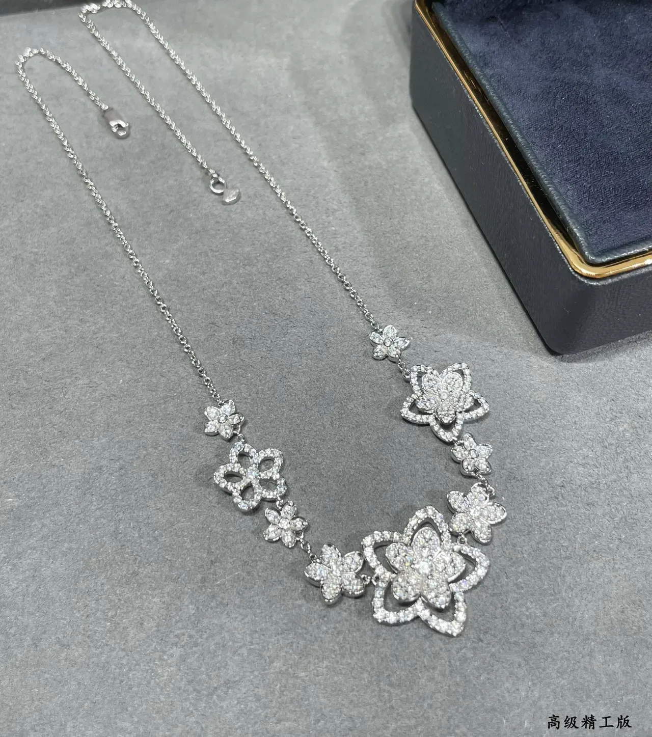 Floral Pave-Set Silver-Tone Collar Necklace 8