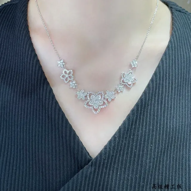 Floral Pave-Set Silver-Tone Collar Necklace 9