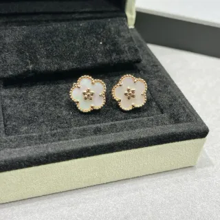 Floral Quatrefoil Mother-of-Pearl and Gold-Tone Stud Earrings