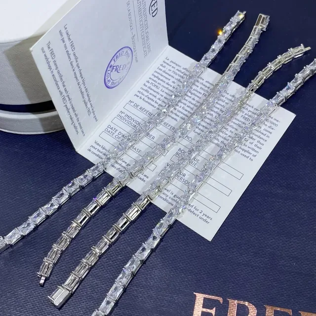 Fred Baguette-Cut Channel-Set Silver-Tone Bracelet 9