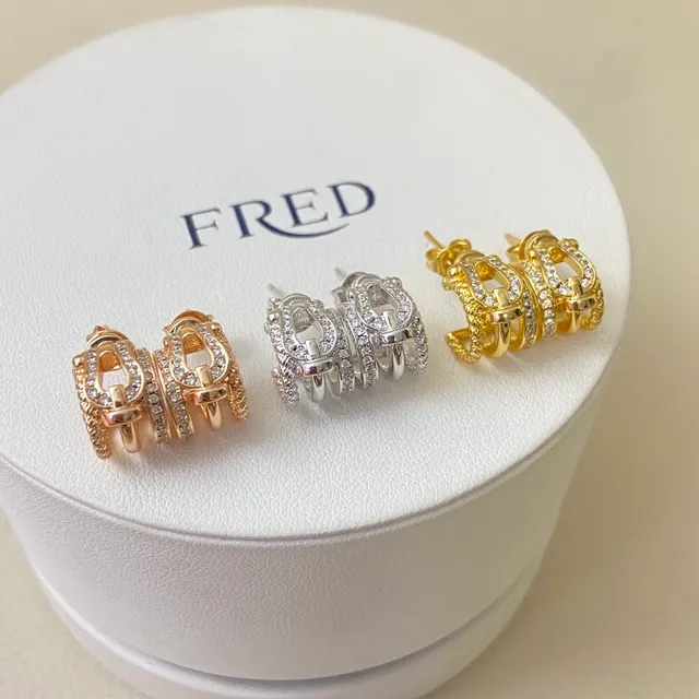 FRED Horseshoe Pavé Crystal Stud Earrings 2