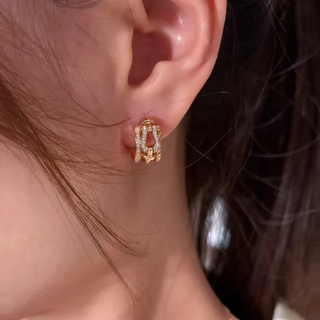 FRED Horseshoe Pavé Crystal Stud Earrings 3