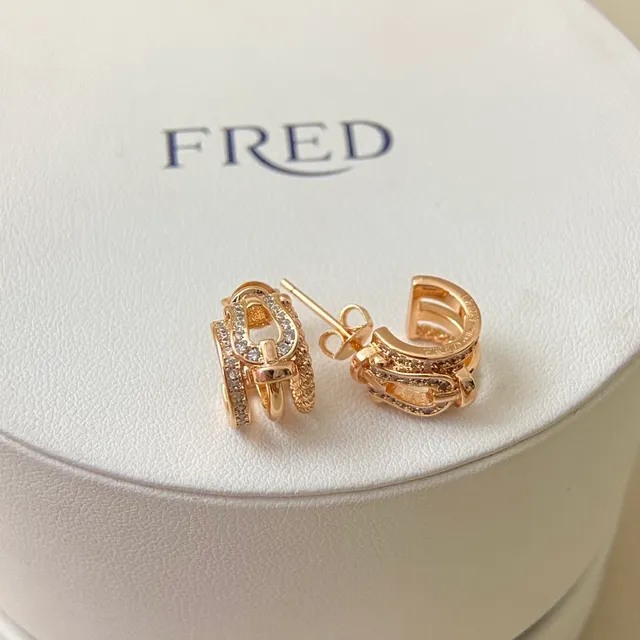 FRED Horseshoe Pavé Crystal Stud Earrings 4