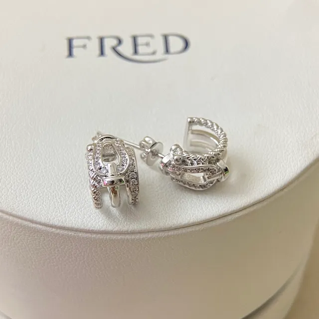 FRED Horseshoe Pavé Crystal Stud Earrings 6