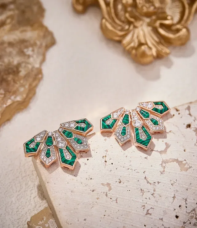 Geometric Fan-Shaped Mother-of-Pearl and Pavé Crystal Earrings 5