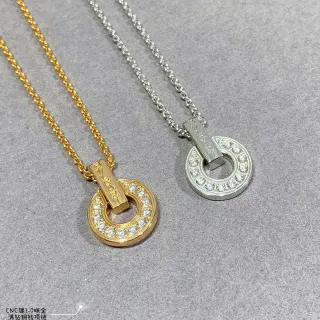 Gold and Silver Tone Pavé Diamond Circle Pendant Necklaces