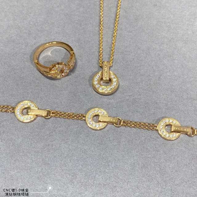 Gold and Silver Tone Pavé Diamond Circle Pendant Necklaces 3