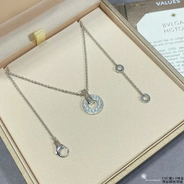 Gold and Silver Tone Pavé Diamond Circle Pendant Necklaces 5