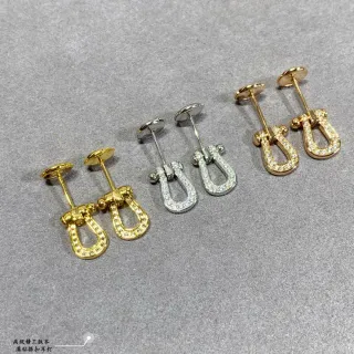 Gold and Silver Tone Pavé Shackle Motif Stud Earrings