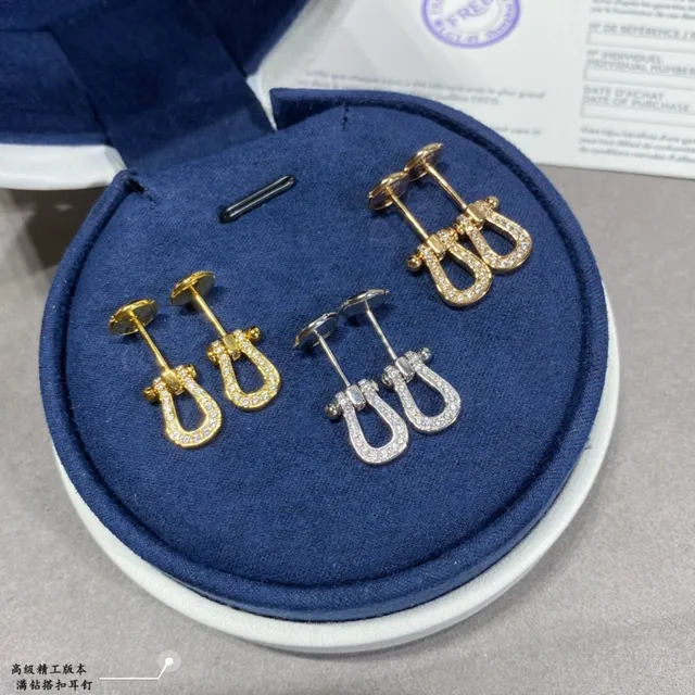 Gold and Silver Tone Pavé Shackle Motif Stud Earrings 3