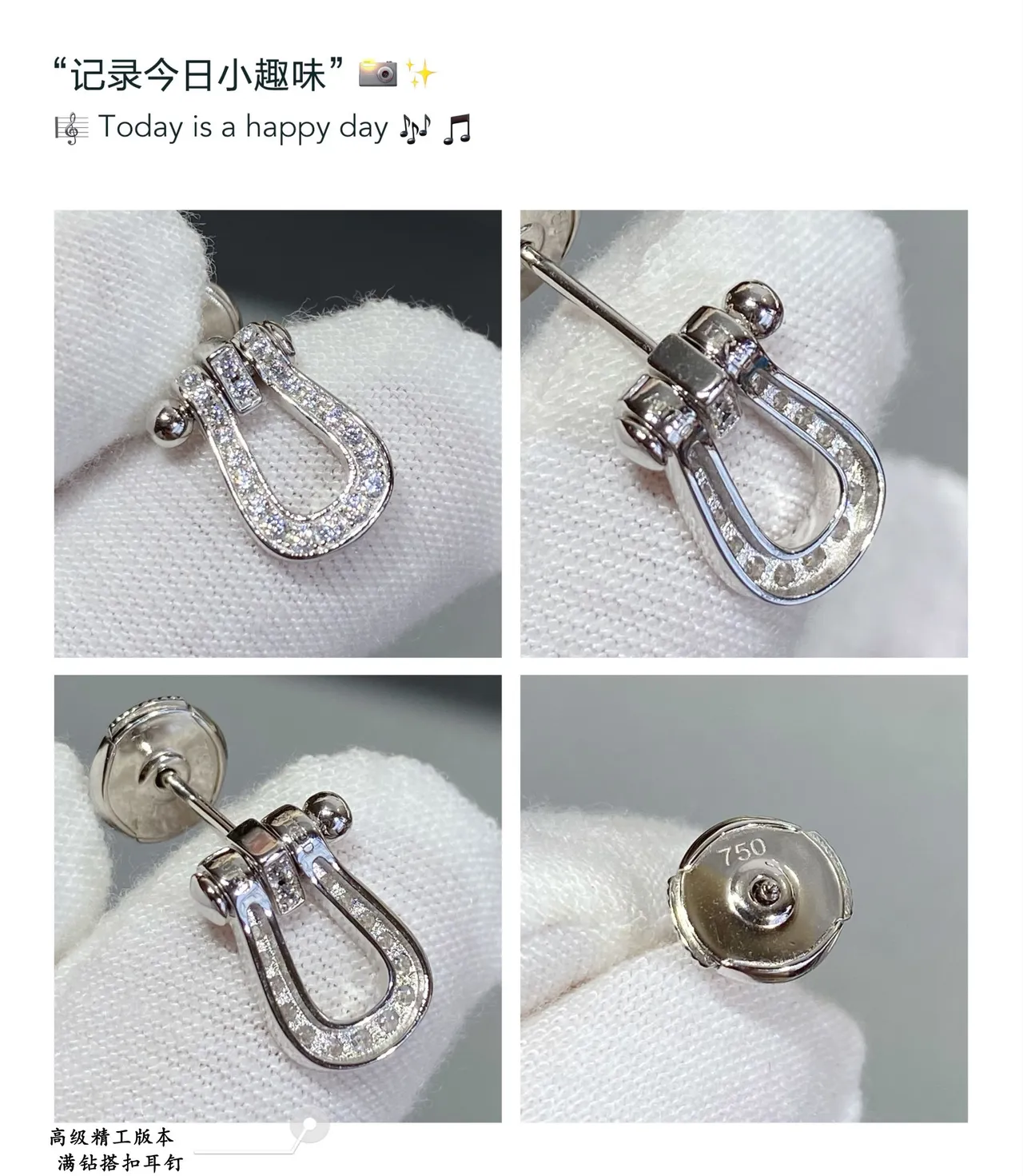 Gold and Silver Tone Pavé Shackle Motif Stud Earrings 5