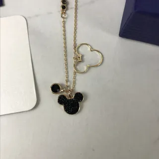 金黑链水晶米奇老鼠吊坠项链