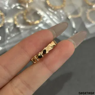 Gold Geometric Segmented Band Faceted Polished Surface Ring