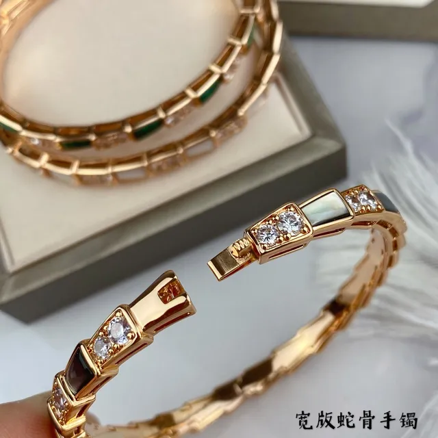 Gold Green Segmented Bangle Pavé Crystal Accents Bracelet 5