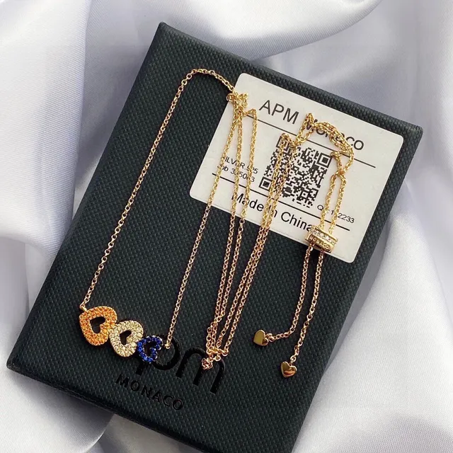 Gold Multicolor Chain Adjustable Slider Clasp Necklace 8