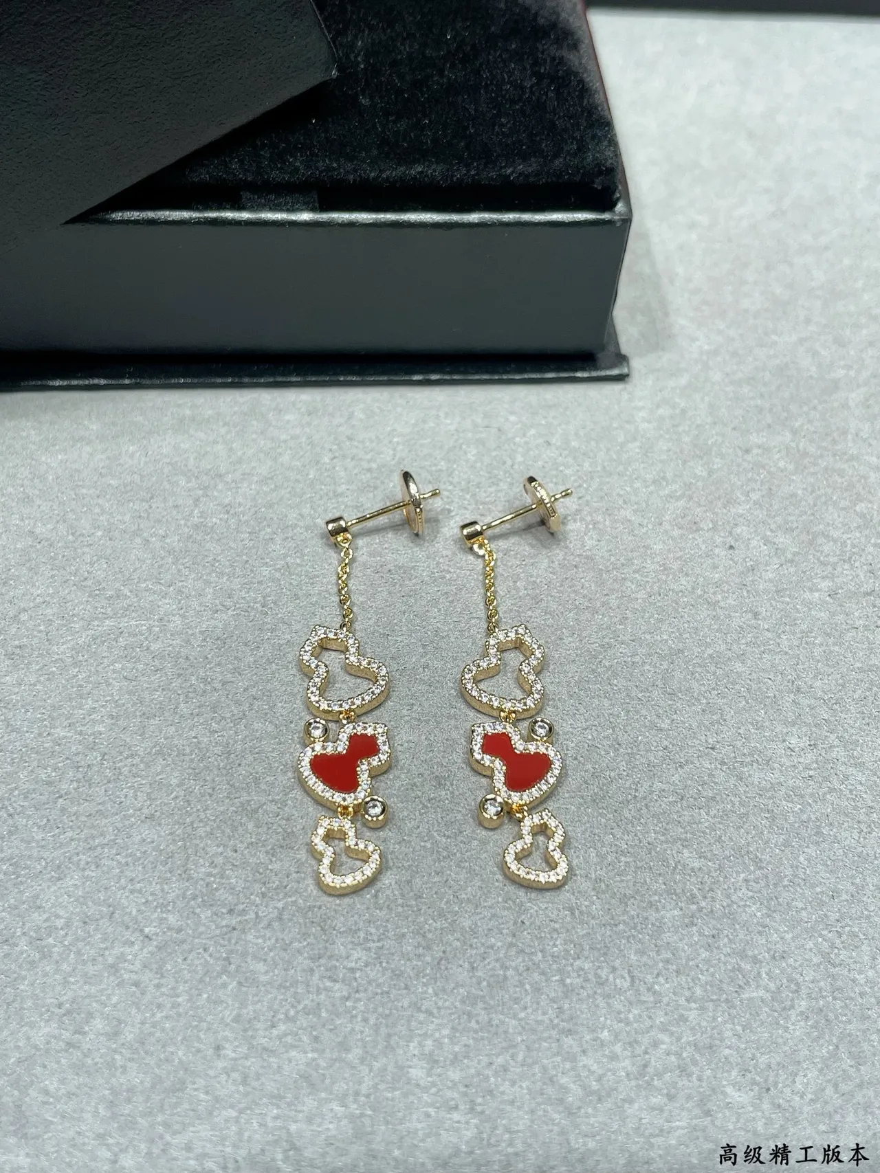 Gold Multicolor Metal Pavé-Set Clear Stones Earrings 4