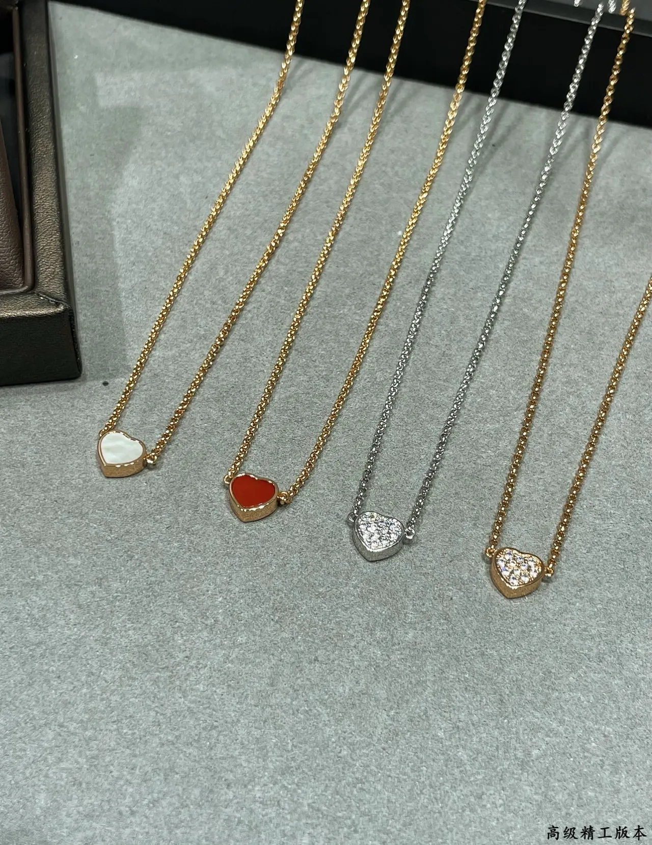 Gold Red Chain Heart-Shaped Pendant Necklace 6