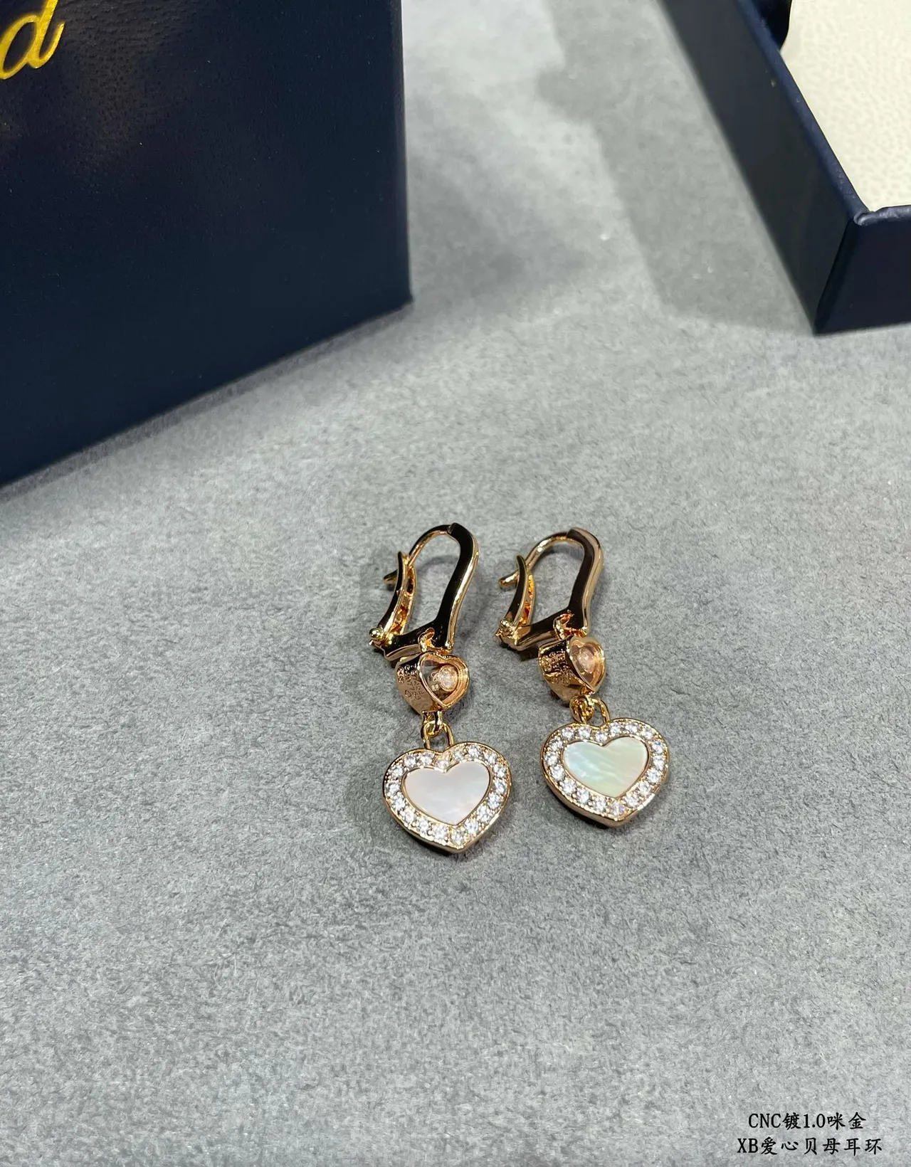Gold Red Heart-Shaped Pendant Pavé Crystal Border Earrings 6