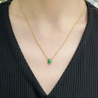 金色绳链泪滴孔雀石坠子项链