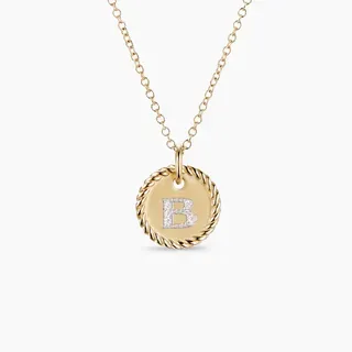 金色绳边单字母'B'帕维首字母项链