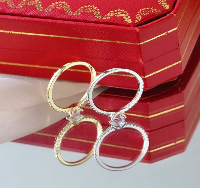 Gold Silver Emerald-Cut Center Stone Pavé Band Ring 3