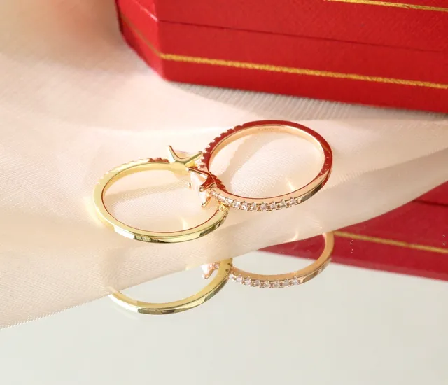 Gold Silver Emerald-Cut Center Stone Pavé Band Ring 5
