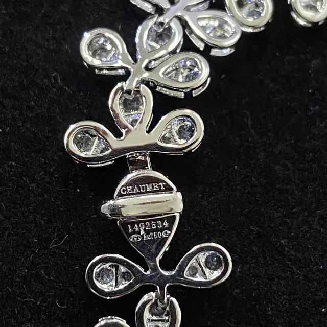 Gold Silver Floral Motif Pavé-Set Teardrop Links Bracelet 4