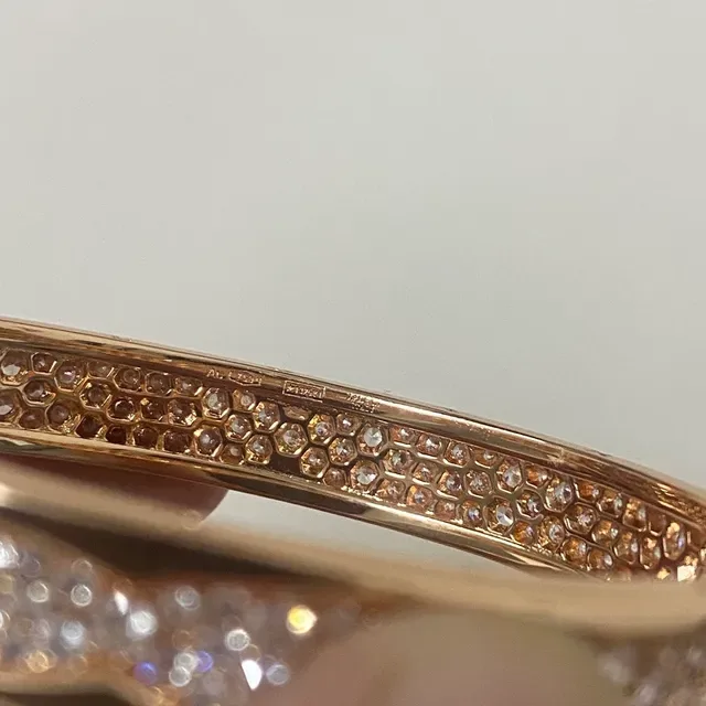 Gold Silver Hinged Bangle Pave-Set Crystals Bracelet 4