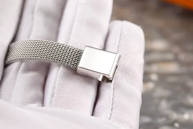 Gold Silver Mesh Band Padlock Clasp Bracelet 2