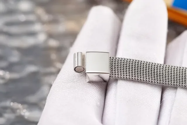 Gold Silver Mesh Band Padlock Clasp Bracelet 3