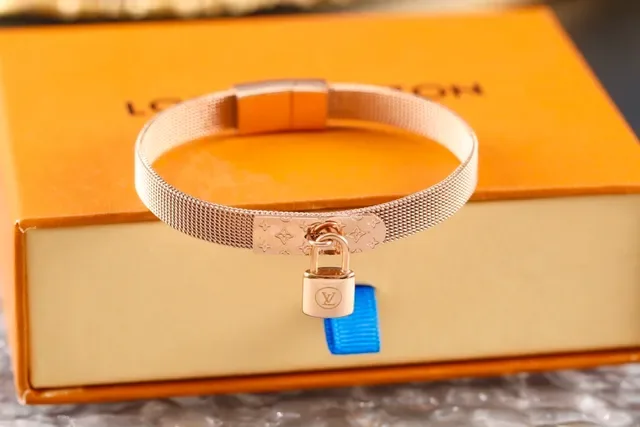 Gold Silver Mesh Band Padlock Clasp Bracelet 5