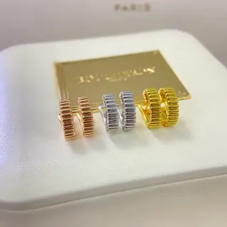 Gold Silver Ridged Barrel Hoops Hinged Closure Earrings