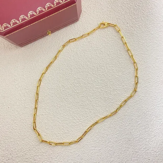 Gold Silver Rose Gold Flat-Link Chain Necklaces 4