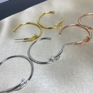 Gold Silver Rose Gold Nailhead Hoop Earrings
