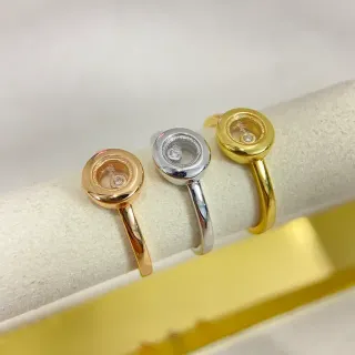 Gold Silver Rotating Bezel Single Central Diamond Ring