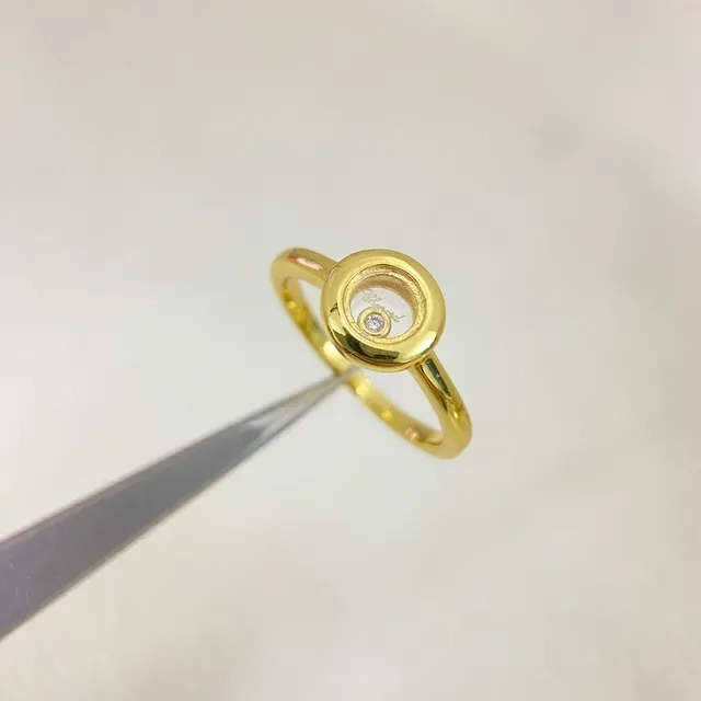 Gold Silver Rotating Bezel Single Central Diamond Ring 4