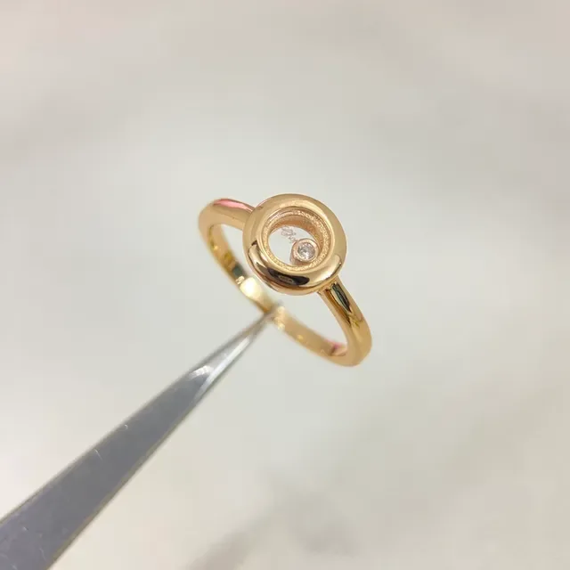 Gold Silver Rotating Bezel Single Central Diamond Ring 6