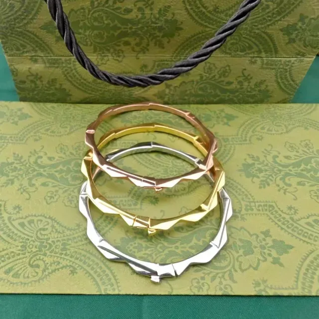 Gold Silver Segmented Geometric Bamboo-Inspired Bracelet 7