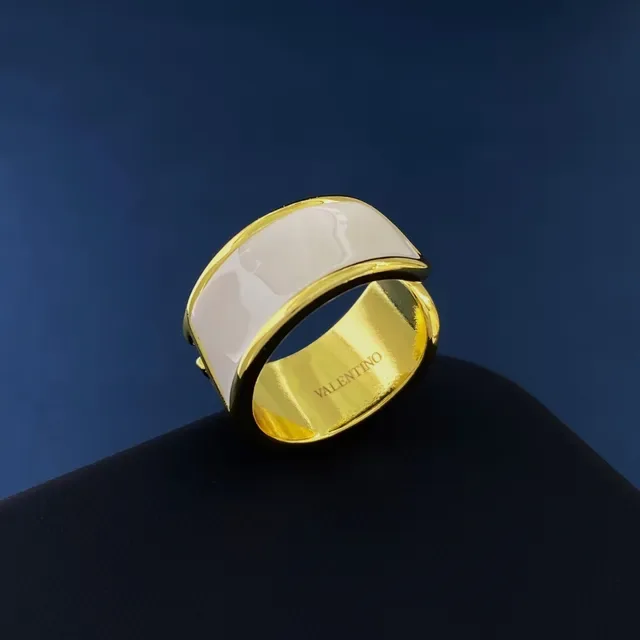 Gold-Tone and White Enamel Open-Shank Geometric Ring 3